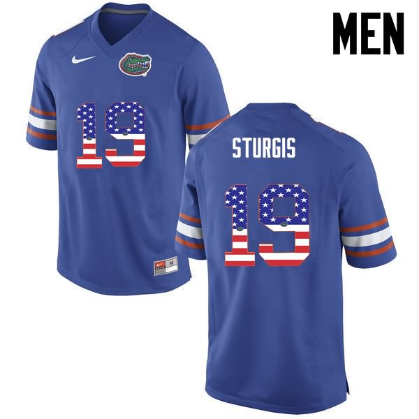 Men's NCAA Florida Gators Caleb Sturgis #19 Stitched Authentic USA Flag Fashion Nike Blue College Football Jersey YAV7665SI